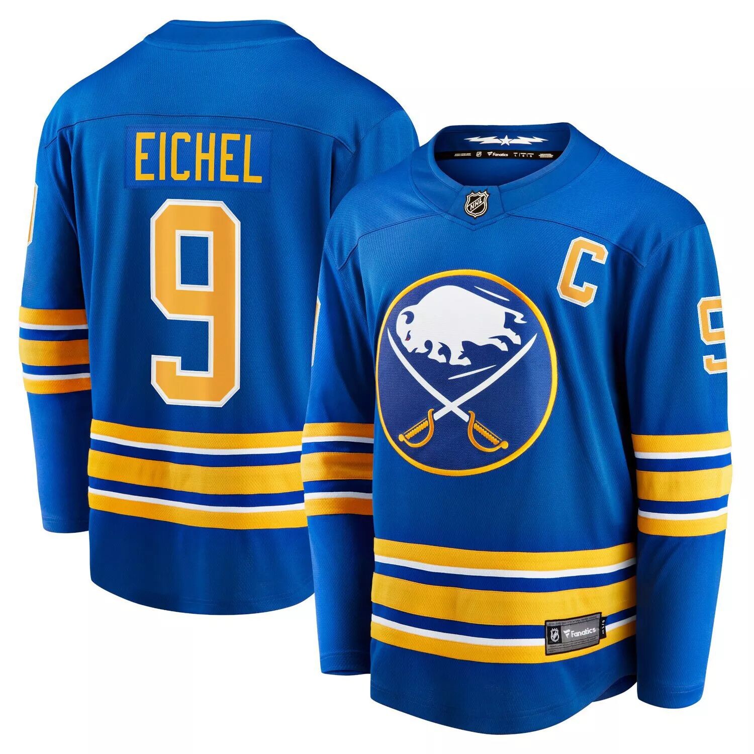 

Мужская футболка с логотипом Jack Eichel Royal Buffalo Sabers Home Premier Breakaway Player Fanatics