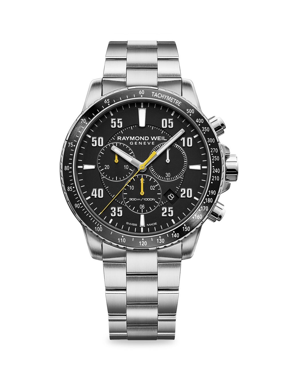 

Часы Tango с черным браслетом из нержавеющей стали Raymond Weil, серебряный