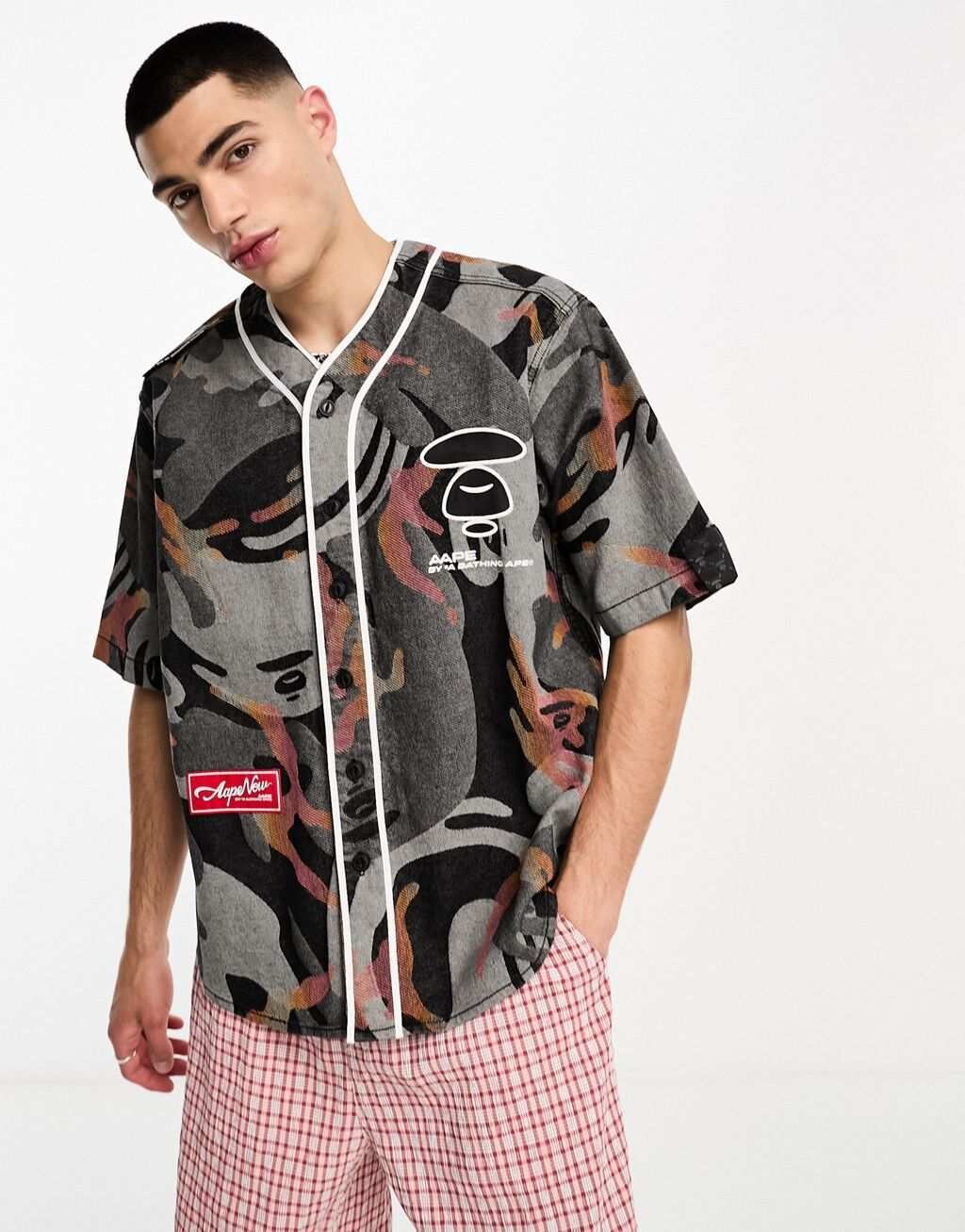 

Черная джинсовая бейсболка с камуфляжным принтом Aape By A Bathing Ape