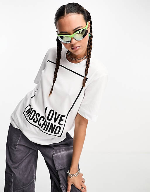 

Белая футболка с логотипом Love Moschino, Белый