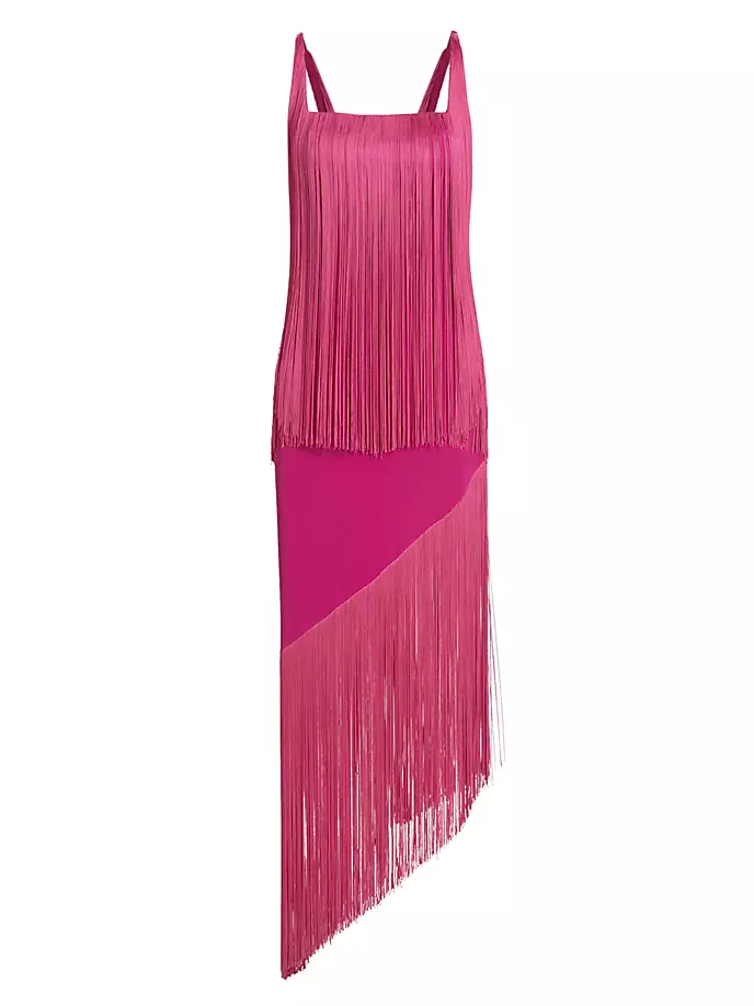 Платье Alma с каскадной бахромой No Pise La Grama, ярко-розовый