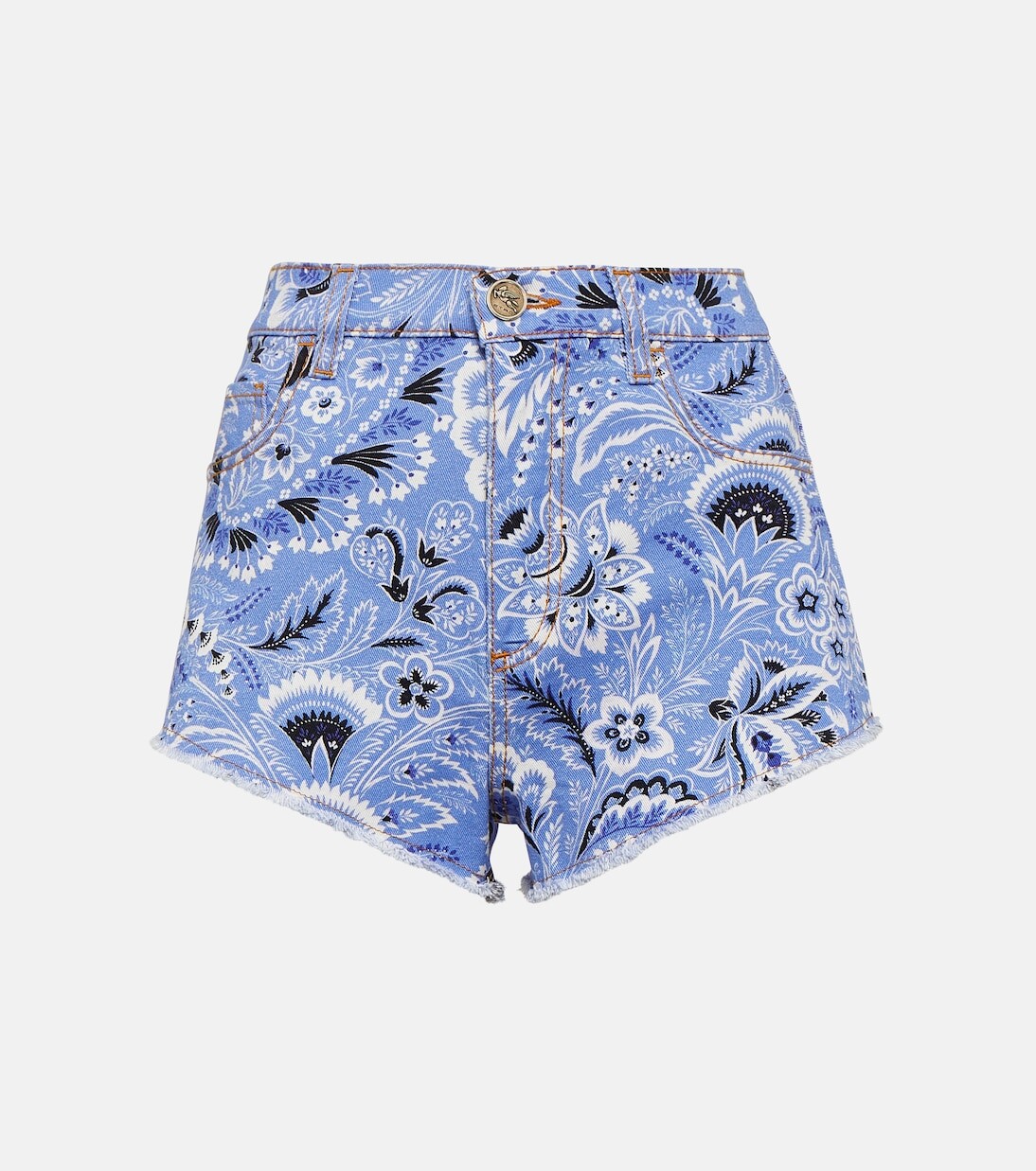 

Джинсовые шорты с узором пейсли Etro, синий