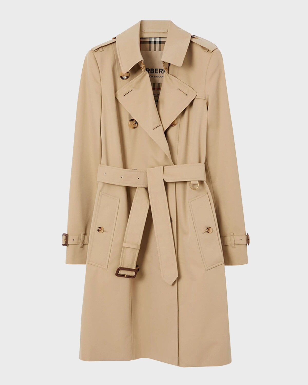 

Двубортный тренч «Челси» с поясом Burberry, цвет Honey