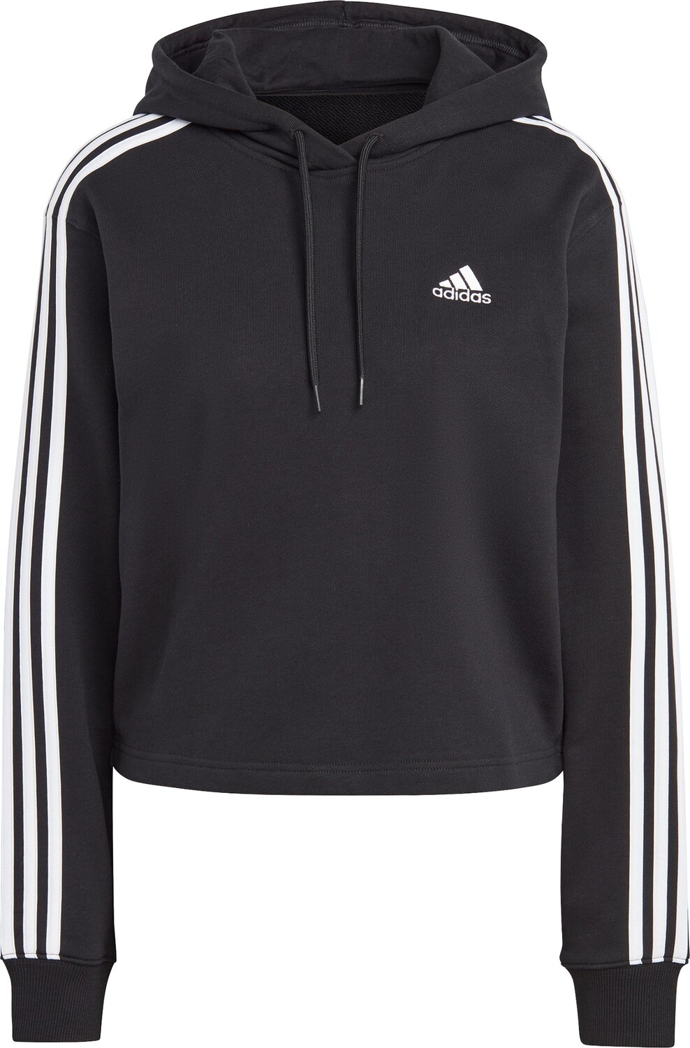 

Укороченная толстовка с 3 полосками – женская adidas, черный