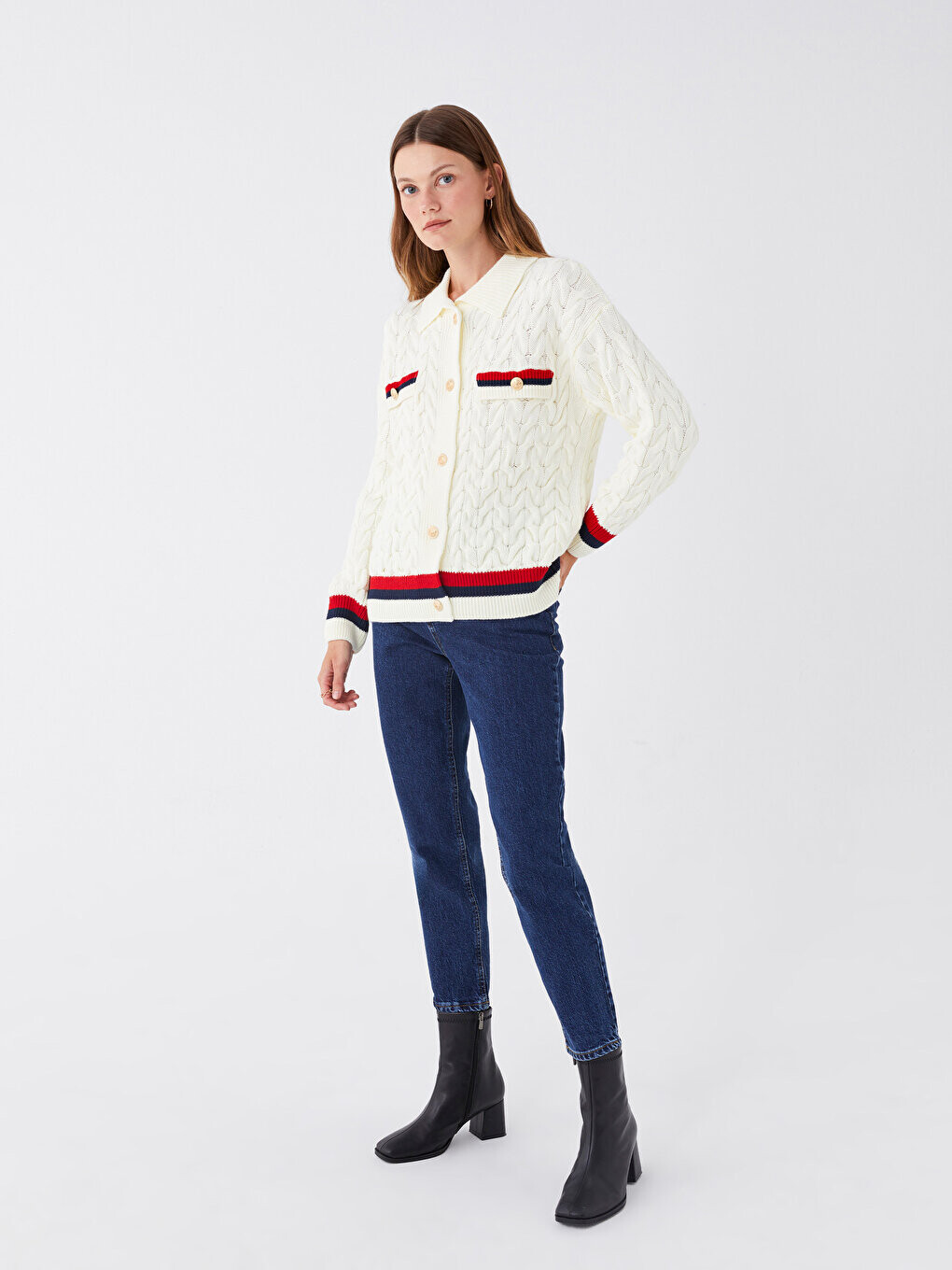 

Женские джинсовые брюки Mom Fit LCW Modest, темное родео