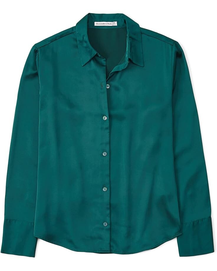 

Рубашка Abercrombie & Fitch Long Sleeve Satin Overshirt, цвет Deep Teal