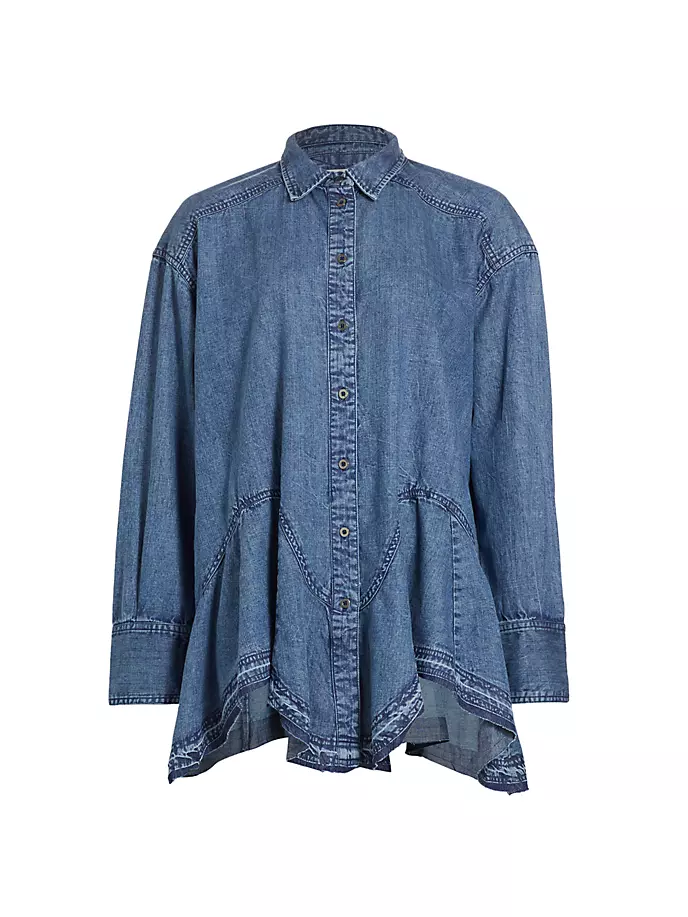 

Джинсовая туника Freya на пуговицах спереди Free People, цвет medium indigo wash