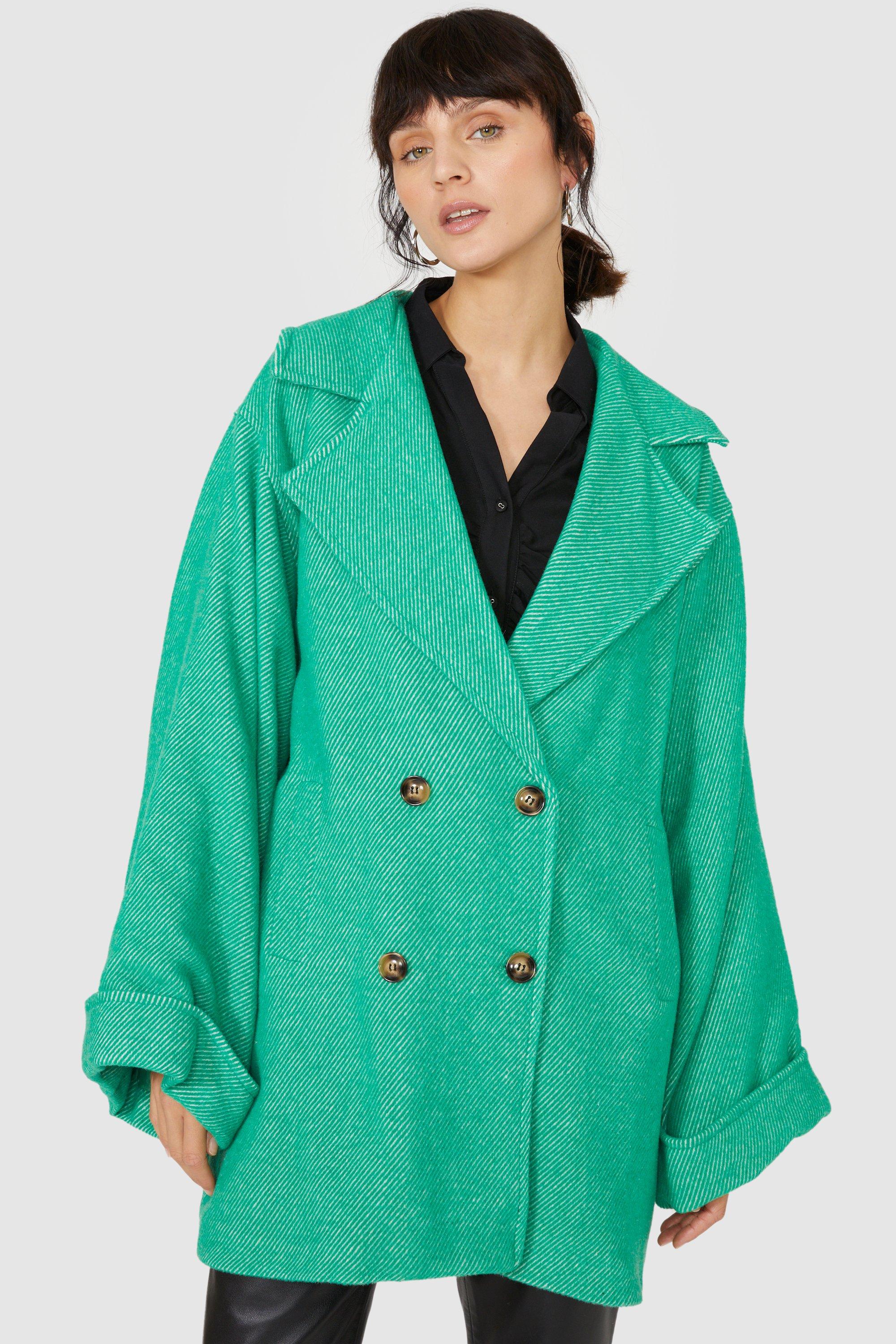 Пальто средней длины с узором «елочка» Debenhams, зеленый женское хлопковое пальто средней длины свободное зимнее пальто средней длины с капюшоном