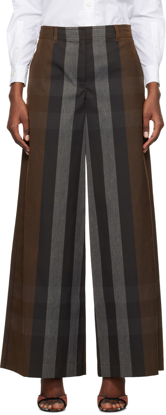 

Коричневые брюки в клетку Burberry, цвет Dark birch brown