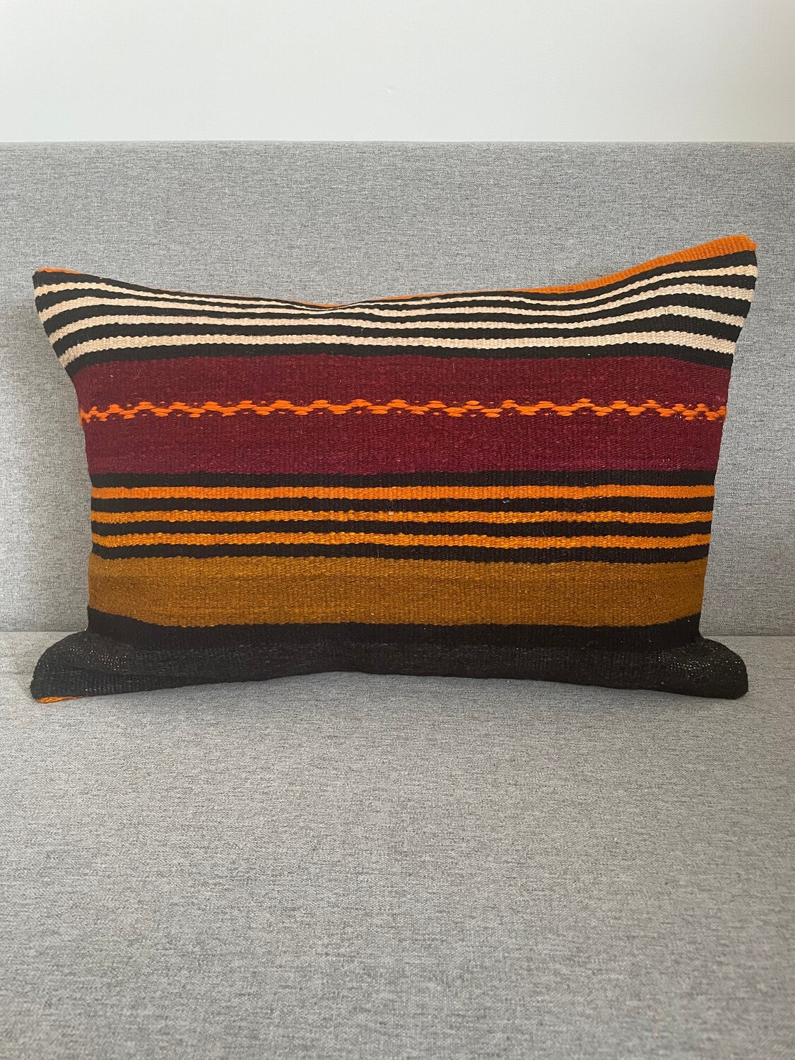 

Переработанная винтажная подушка Kilim, наволочка в стиле инди-бохо, полосатая аутентичная диванная подушка ручной работы, турецкая декоративная подушка 16x16 40x40