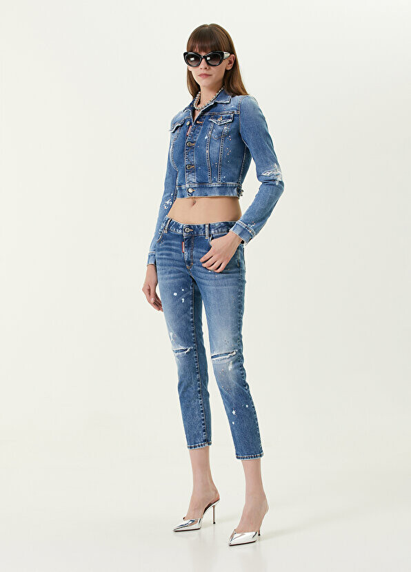 

Синие укороченные джинсовые брюки скинни twiggy Dsquared2, Синий