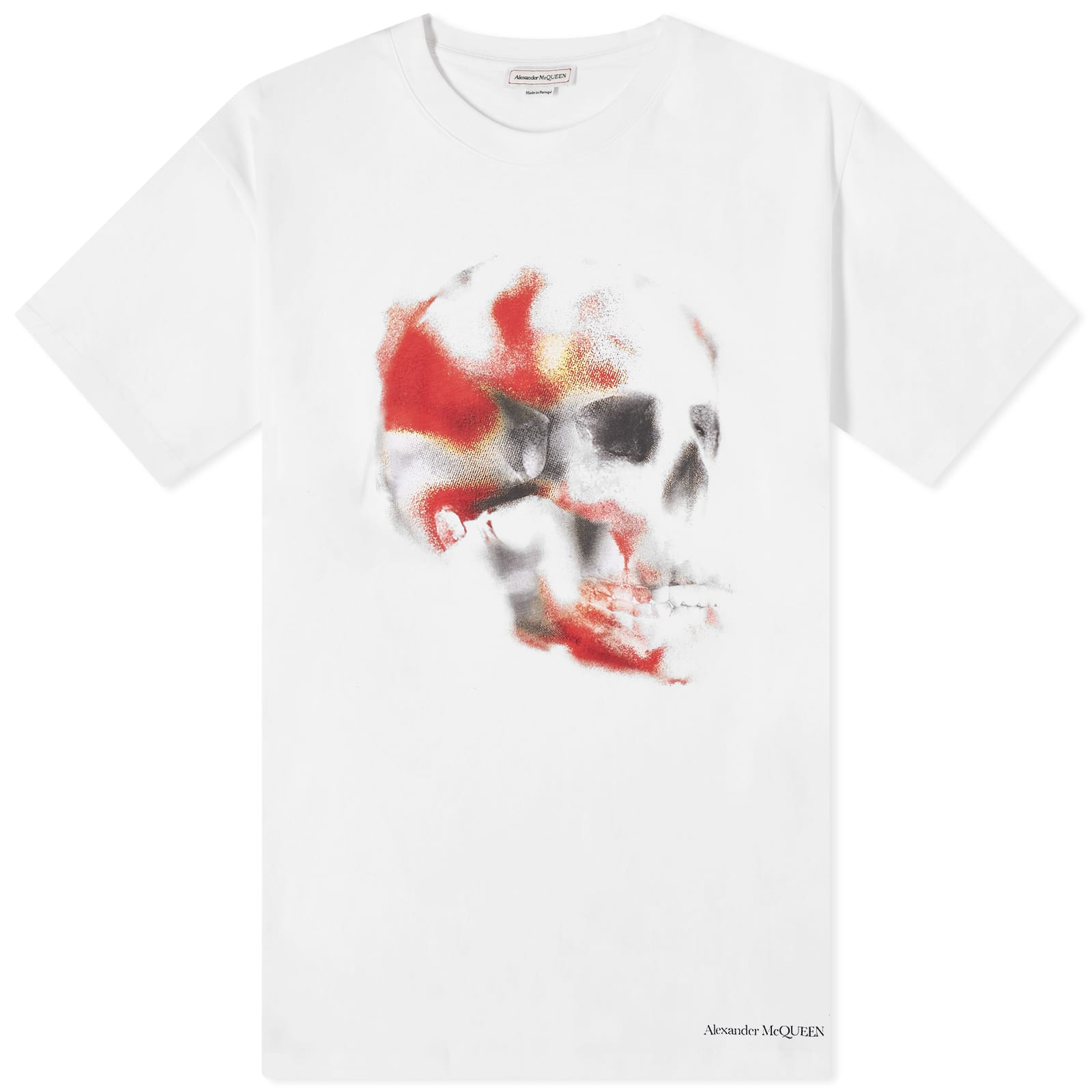 Футболка Alexander Mcqueen Obscured Skull Print, цвет White, Red & Black