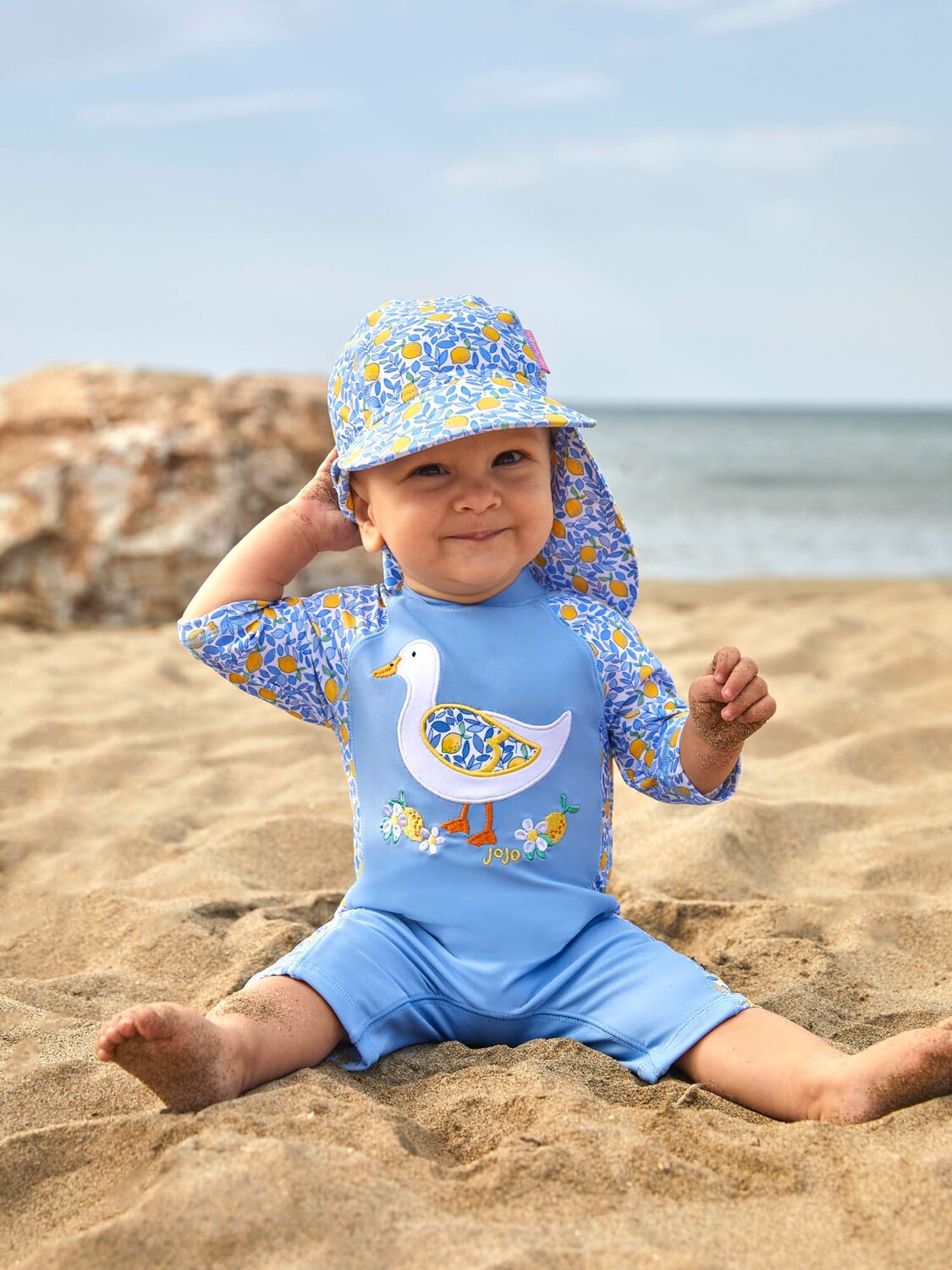 

JoJo Maman Bébé Цельный купальник для защиты от солнца Duck, синий