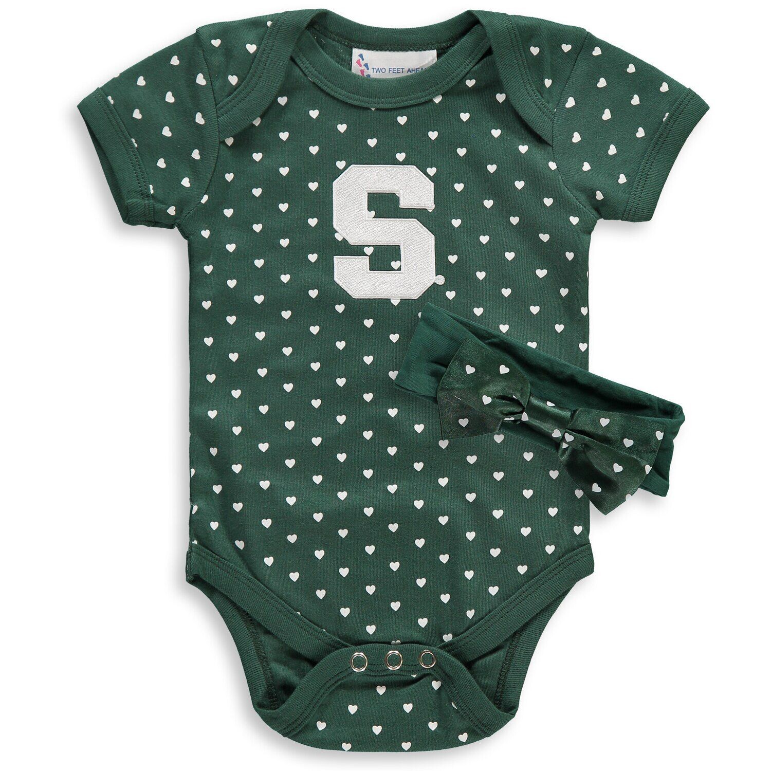 

Комплект боди и повязки на голову зеленого цвета Michigan State Spartans Hearts для девочек-подростков и младенцев Unbranded