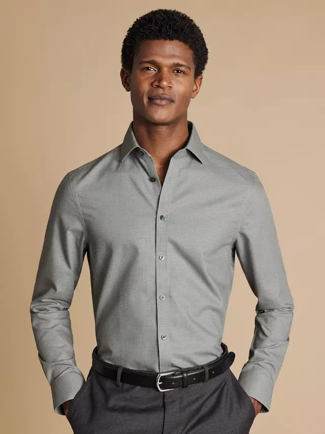 

Рубашка Charles Tyrwhitt Cotton Slim Fit Cutaway Collar, цвет charcoal/grey