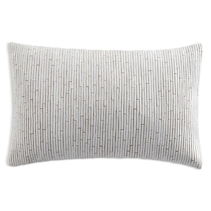 

Donna Karan Декоративная подушка с вышитыми блоками для дома, 11 x 22 дюйма, серый