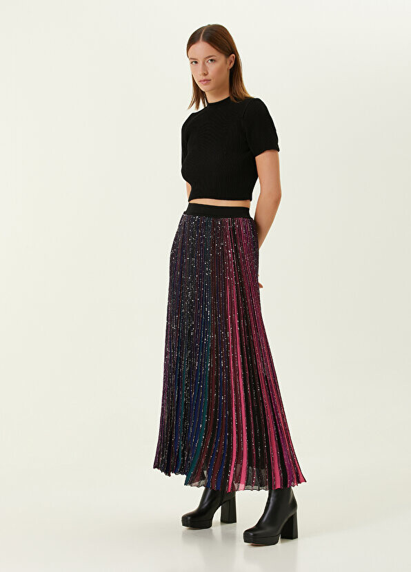 

Черная длинная юбка со складками цвета фуксии Missoni