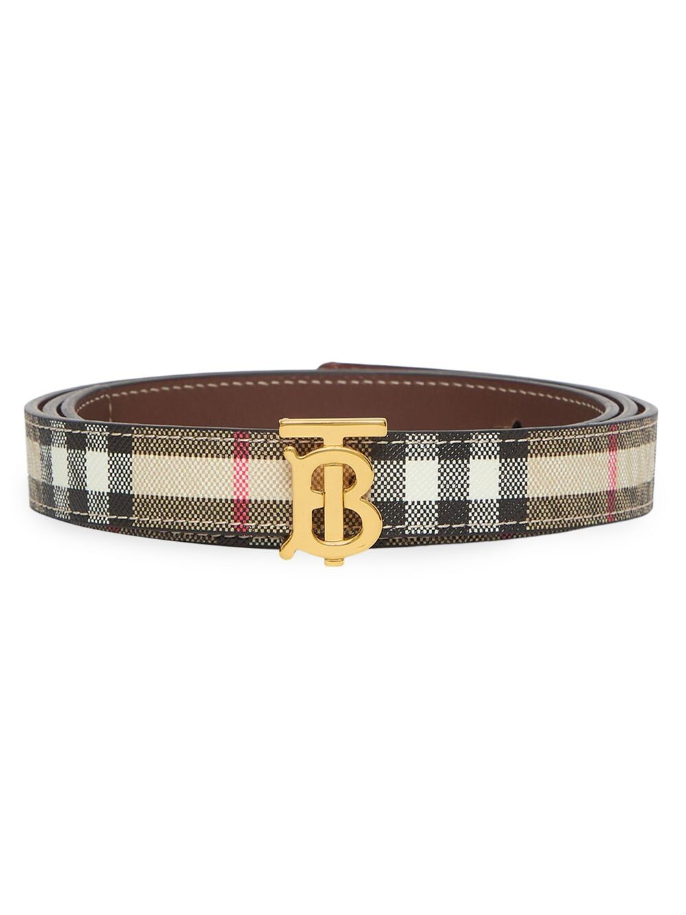 

Двусторонний ремень в винтажную клетку с логотипом TB Burberry, бежевый