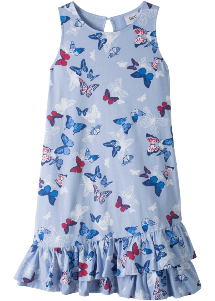 цена Трикотажное платье для девочек с воланами из натурального хлопка Bpc Bonprix Collection, синий
