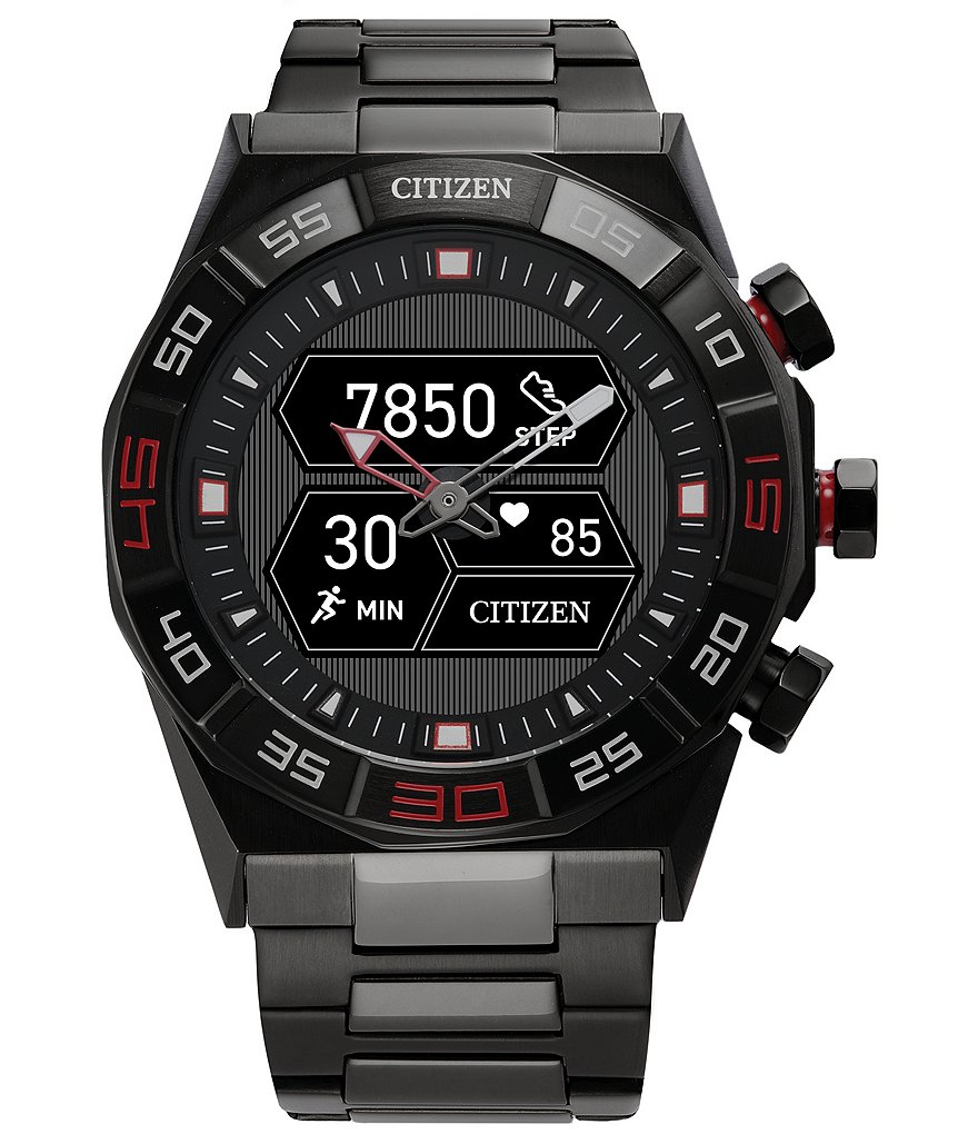 Мужские гибридные смарт-часы Citizen CZ из нержавеющей стали серого цвета с браслетом из нержавеющей стали