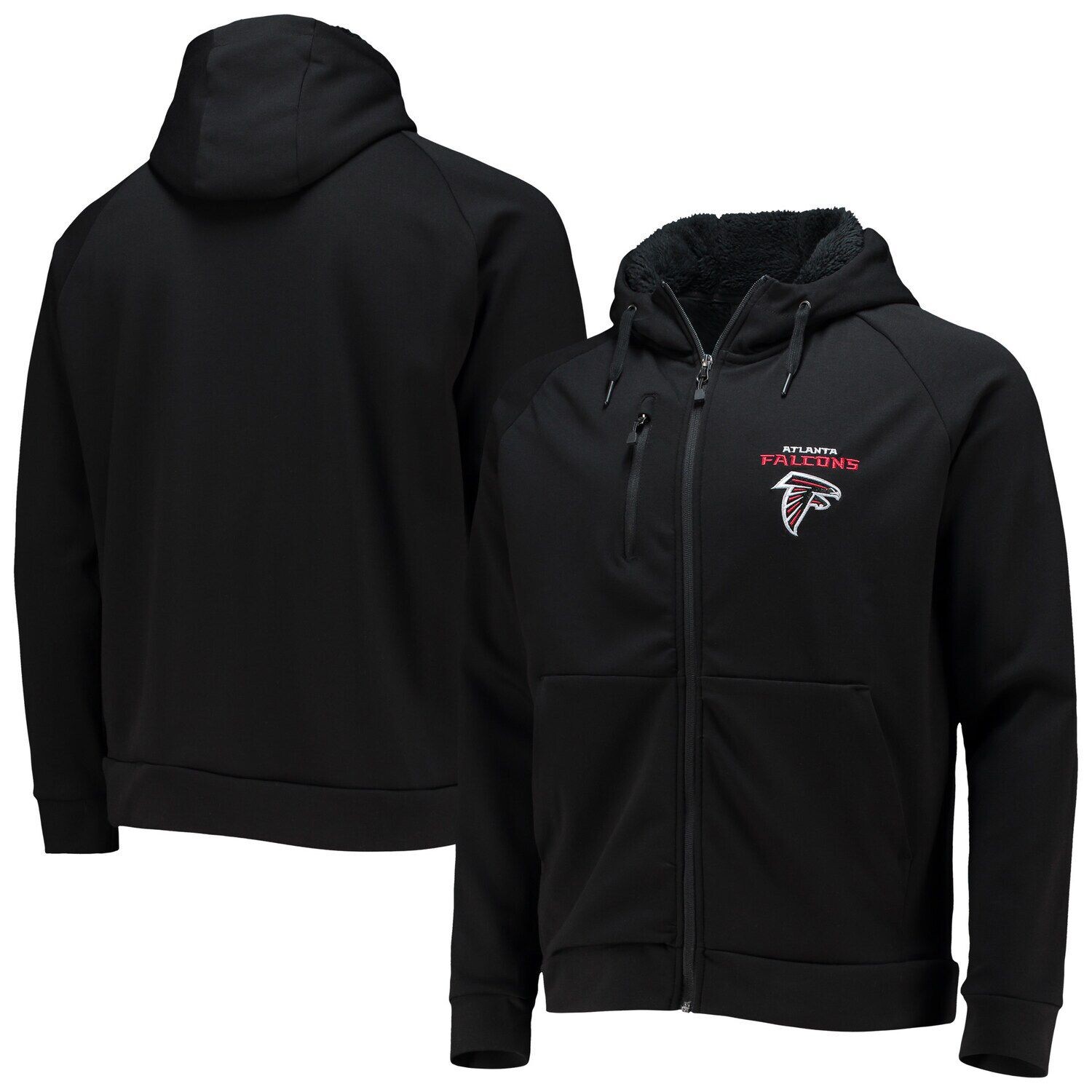 

Мужская толстовка реглан Dunbrooke Black Atlanta Falcons Shag Tri-Blend с молнией во всю длину