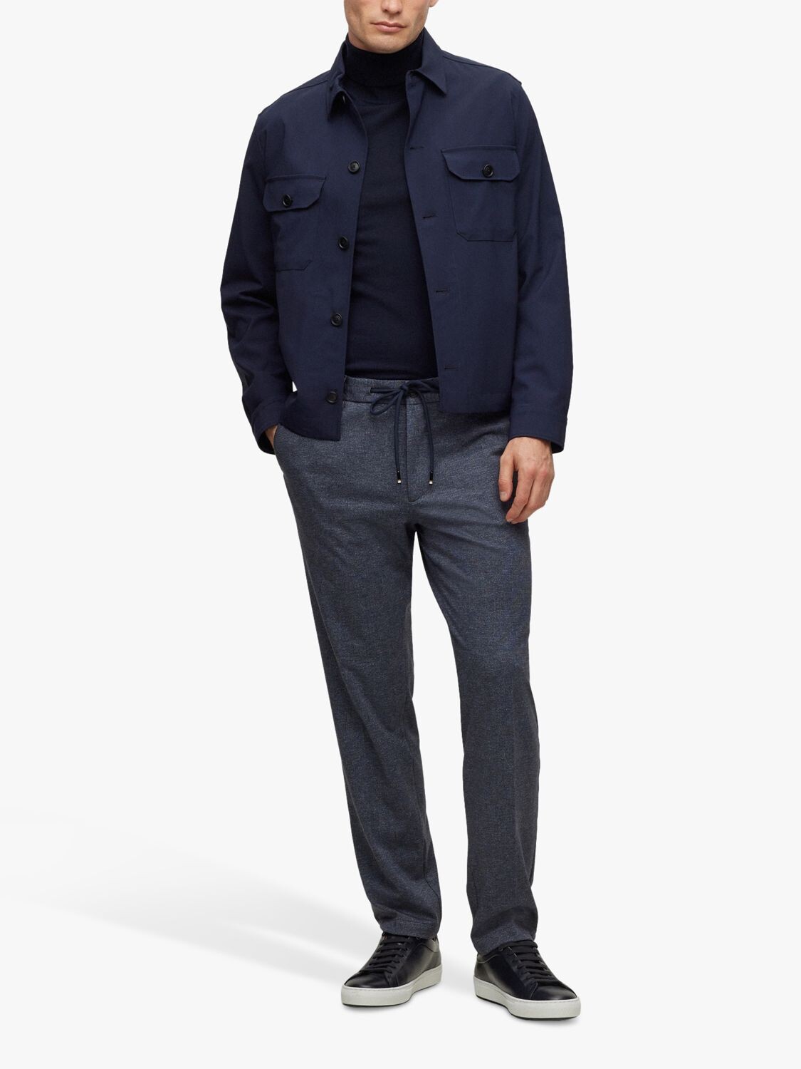 

Брюки BOSS Kane Regular Fit из эластичного трикотажа, темно-синие, Синий