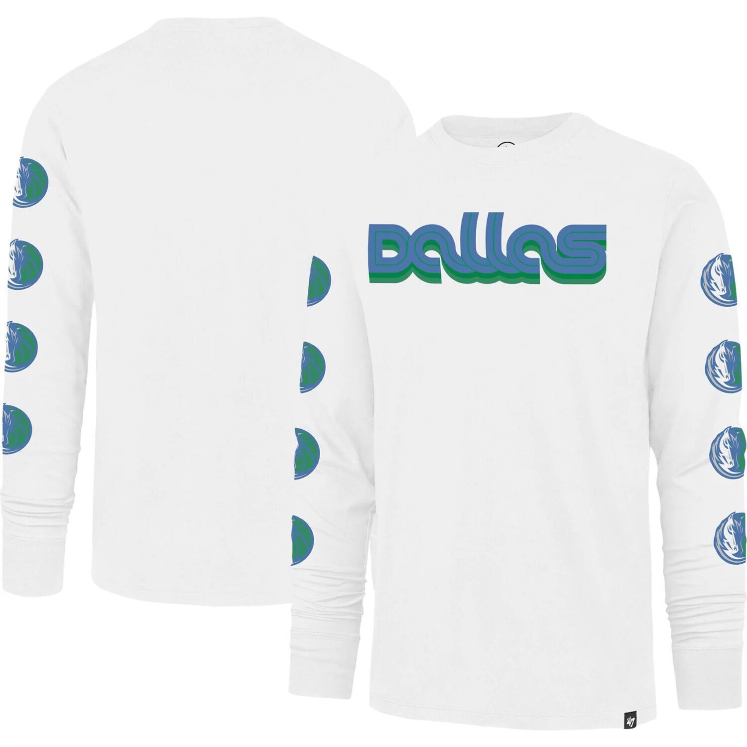 

Мужская белая футболка с длинным рукавом '47 Dallas Mavericks City Edition Downtown Franklin, Белый