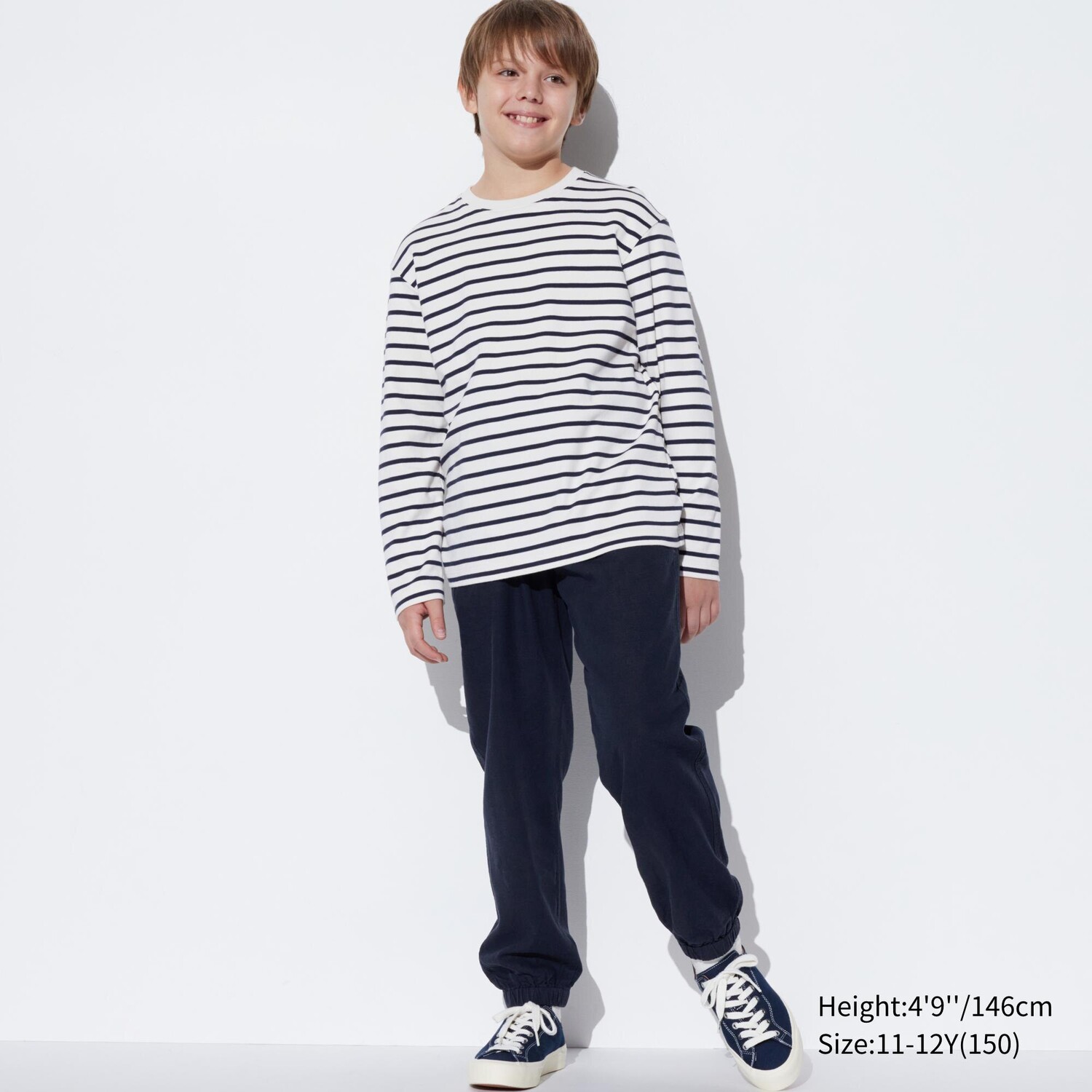 

Брюки Uniqlo детские из смешанного льна, темно-синий
