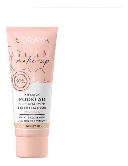 

Покрывающая тональная основа с эффектом сияния 01 Light Beige, 30 мл Soraya, Glam Make-Up