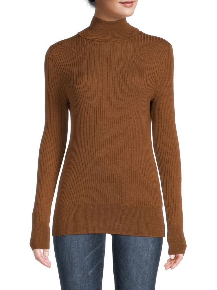 

Свитер из смесовой мериносовой шерсти в рубчик Saks Fifth Avenue, цвет Nutmeg