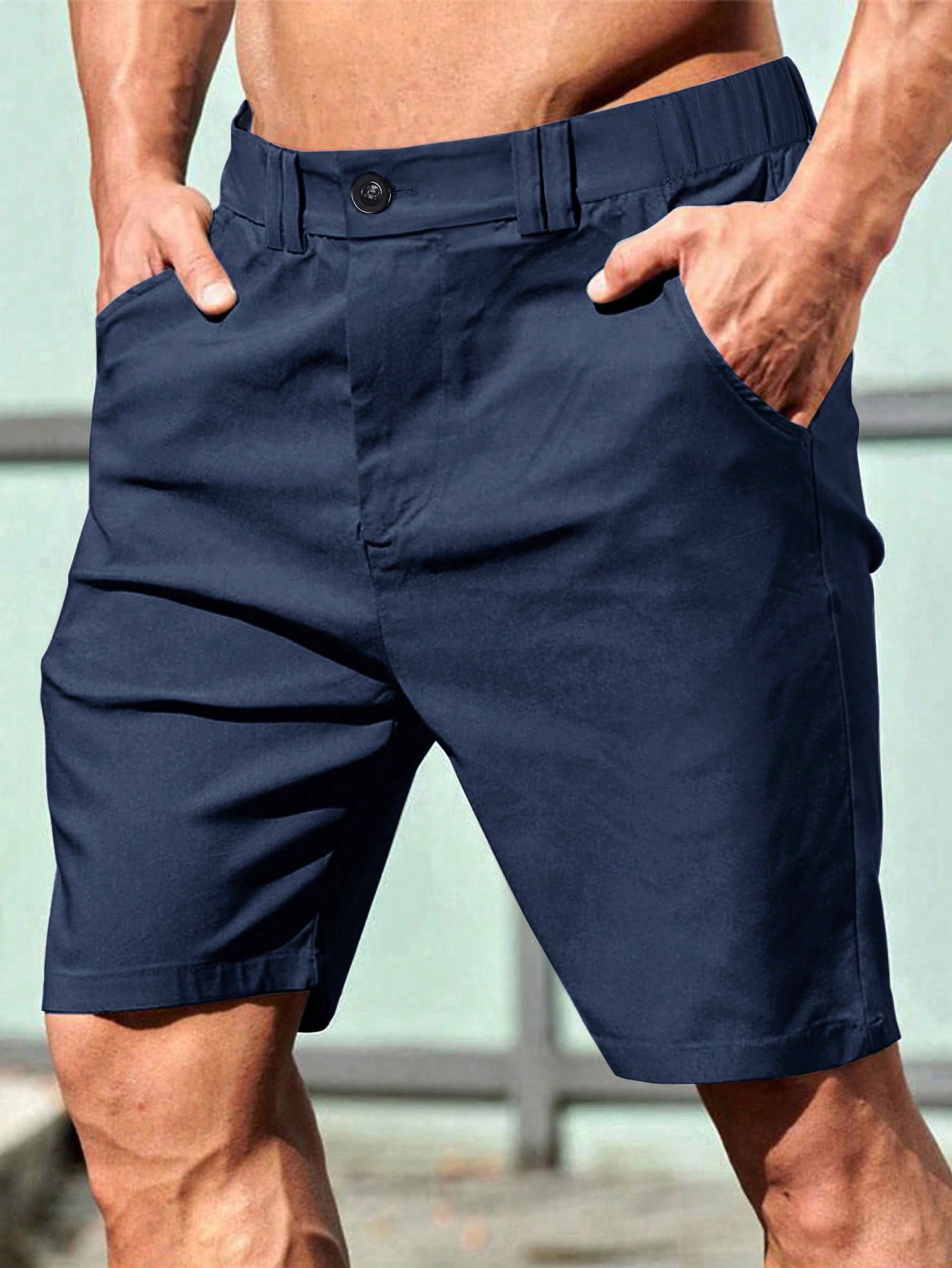 Мужские однотонные шорты с карманами Manfinity Homme, темно-синий мужские повседневные однотонные брюки manfinity homme темно серый