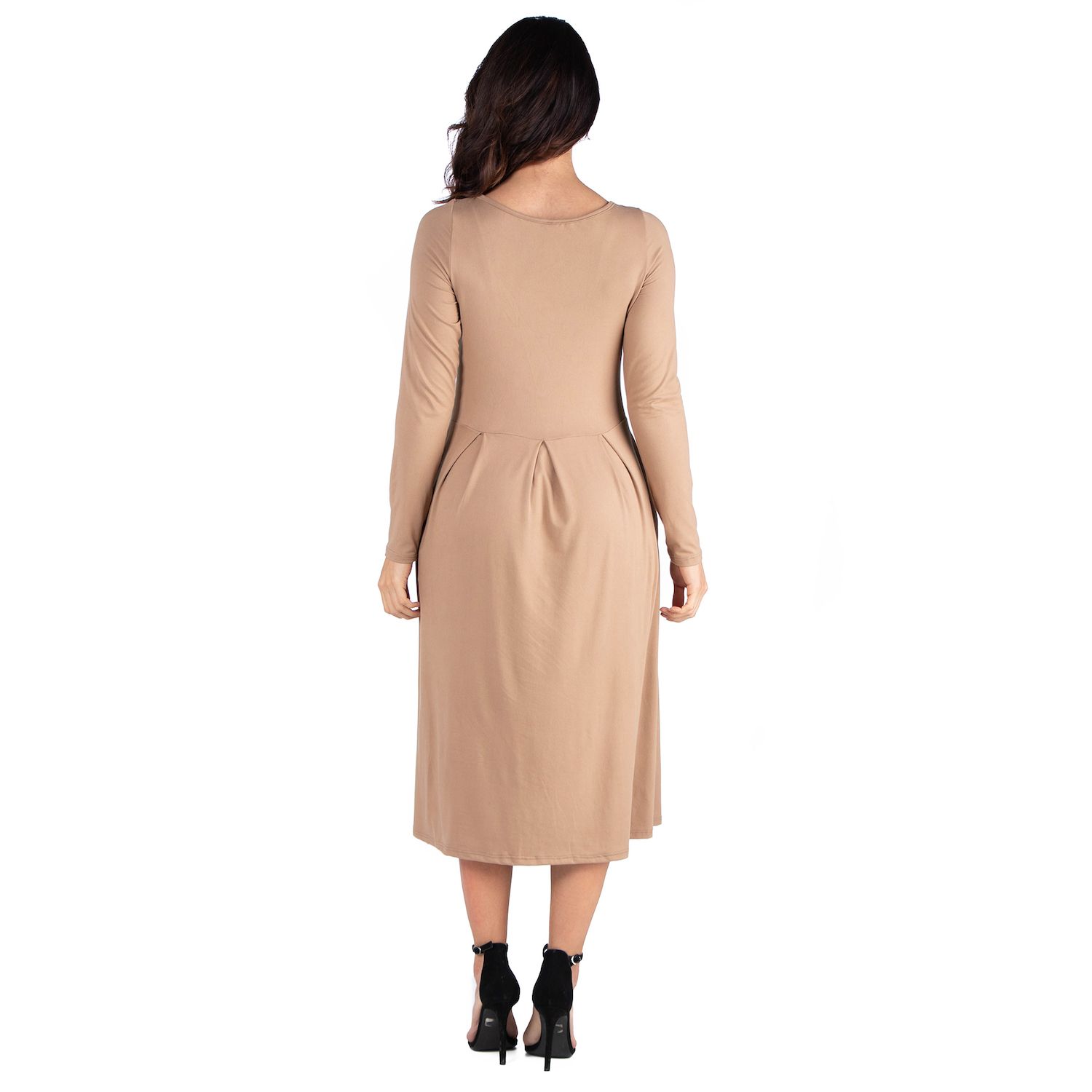 Женское расклешенное платье с длинными рукавами и карманами 24Seven Comfort Apparel 24Seven Comfort Apparel, серый