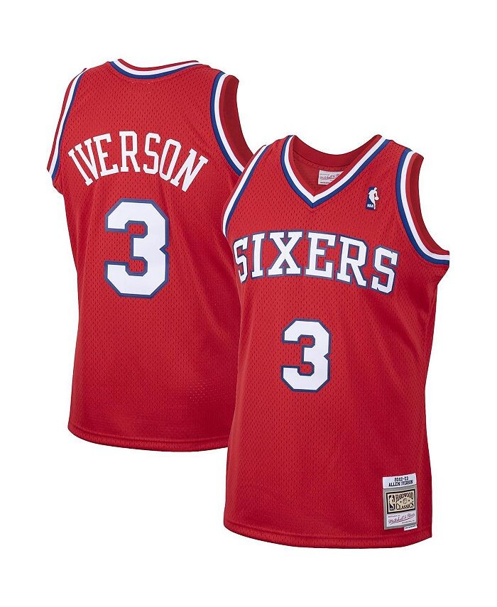 

Мужское джерси Allen Iverson Red Philadelphia 76ers 2001/02 Hardwood Classics Swingman Mitchell & Ness, красный