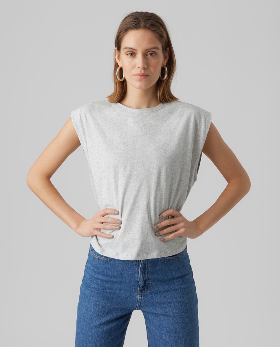 

Женская прямая футболка без рукавов Vero Moda, светло-серый