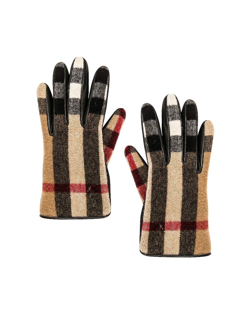 Перчатки Burberry Victoria 3C Check Wool, цвет Archive Beige
