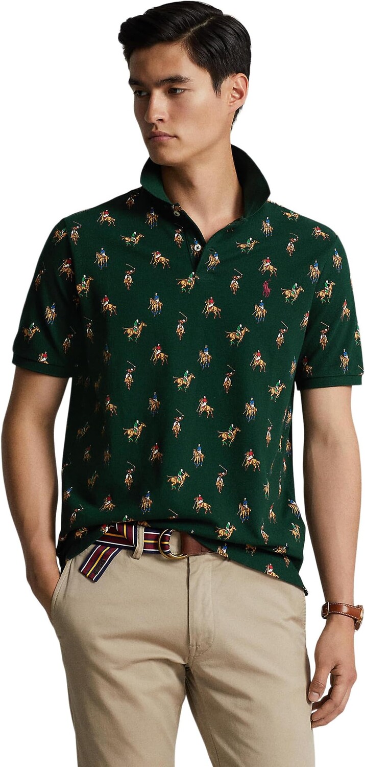 

Рубашка-поло Classic Fit Printed Mesh Polo Shirt Polo Ralph Lauren, цвет Game Day Moss Agate