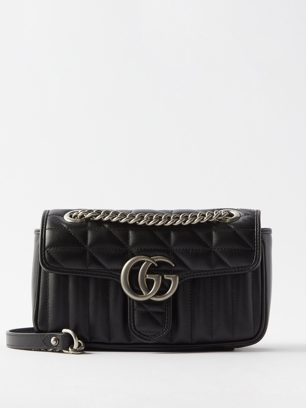 

Миниатюрная кожаная сумка через плечо gg marmont Gucci, черный