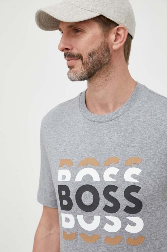 

Хлопковая футболка BOSS Boss, серый