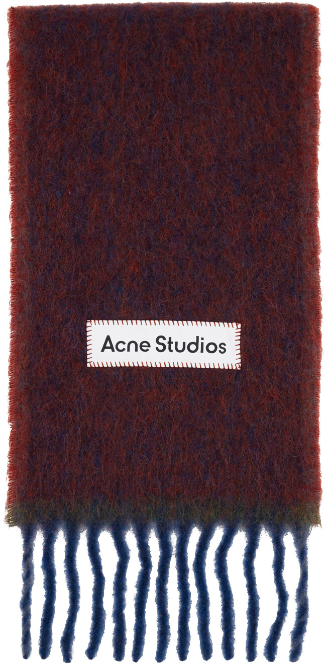 

Красно-синий шарф с бахромой Acne Studios