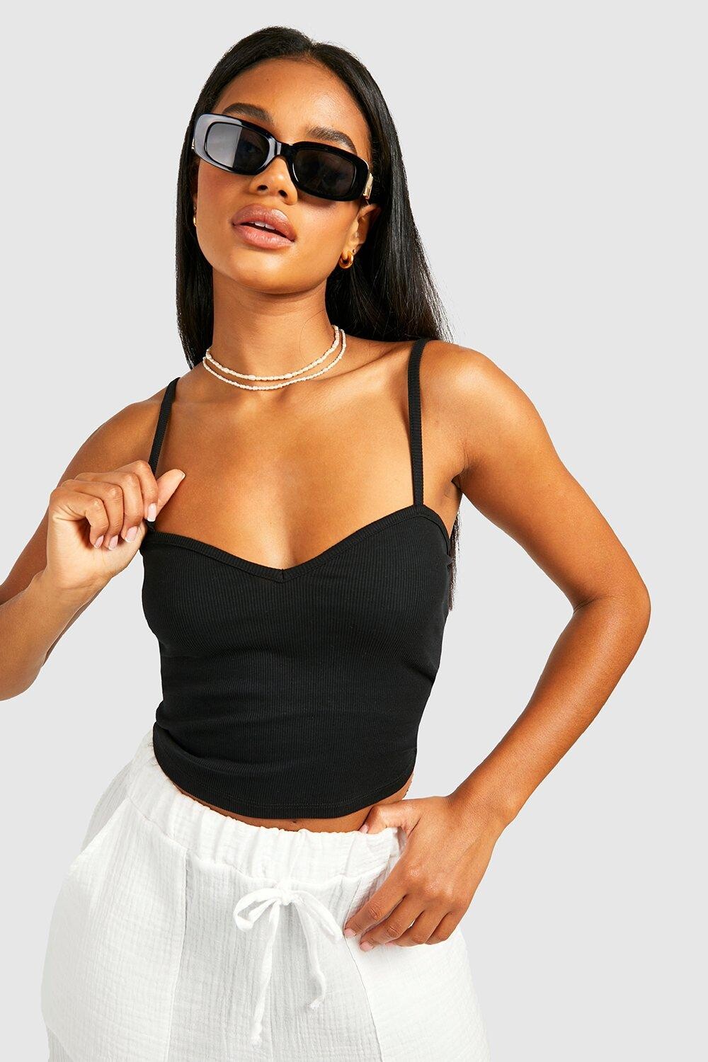 

Топ на бретельках Boohoo, черный