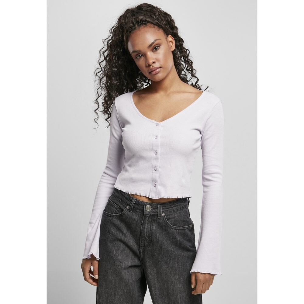 

Спортивный бюстгальтер Urban Classics Cárdigan Cropped Rib, фиолетовый