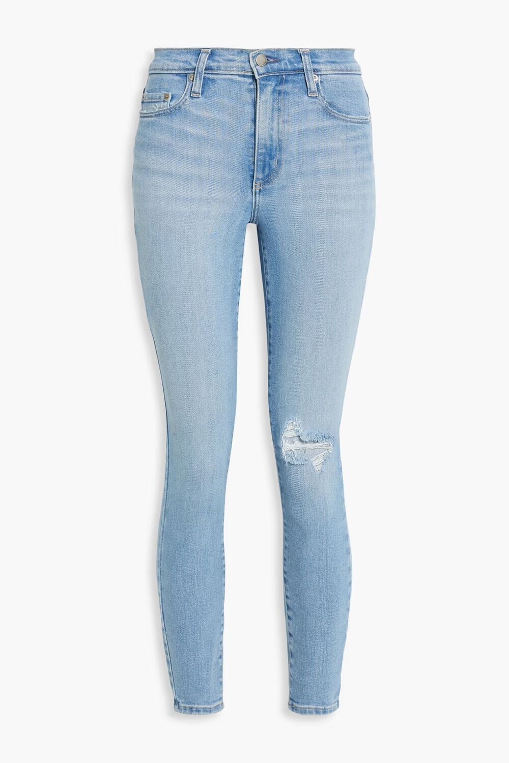 

Культовые укороченные потертые джинсы скинни с высокой посадкой Nobody Denim, легкий деним