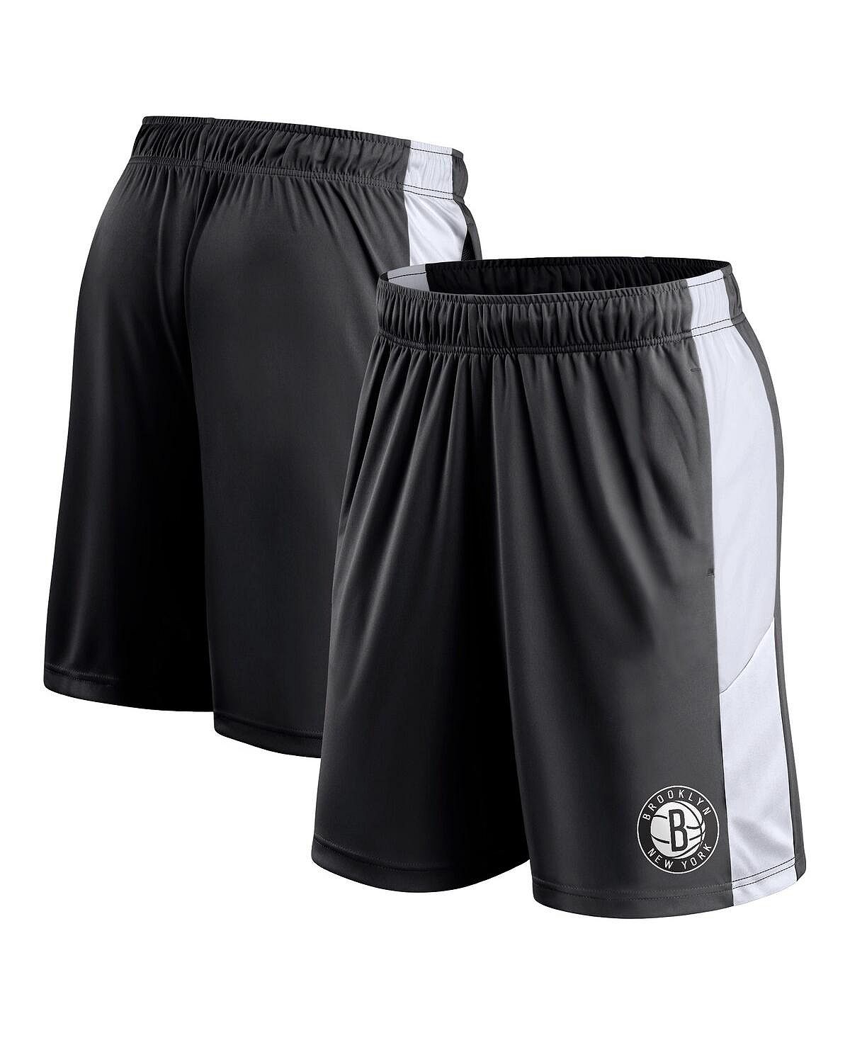 Мужские черные фирменные шорты Brooklyn Nets Champion Rush с цветными блоками Fanatics