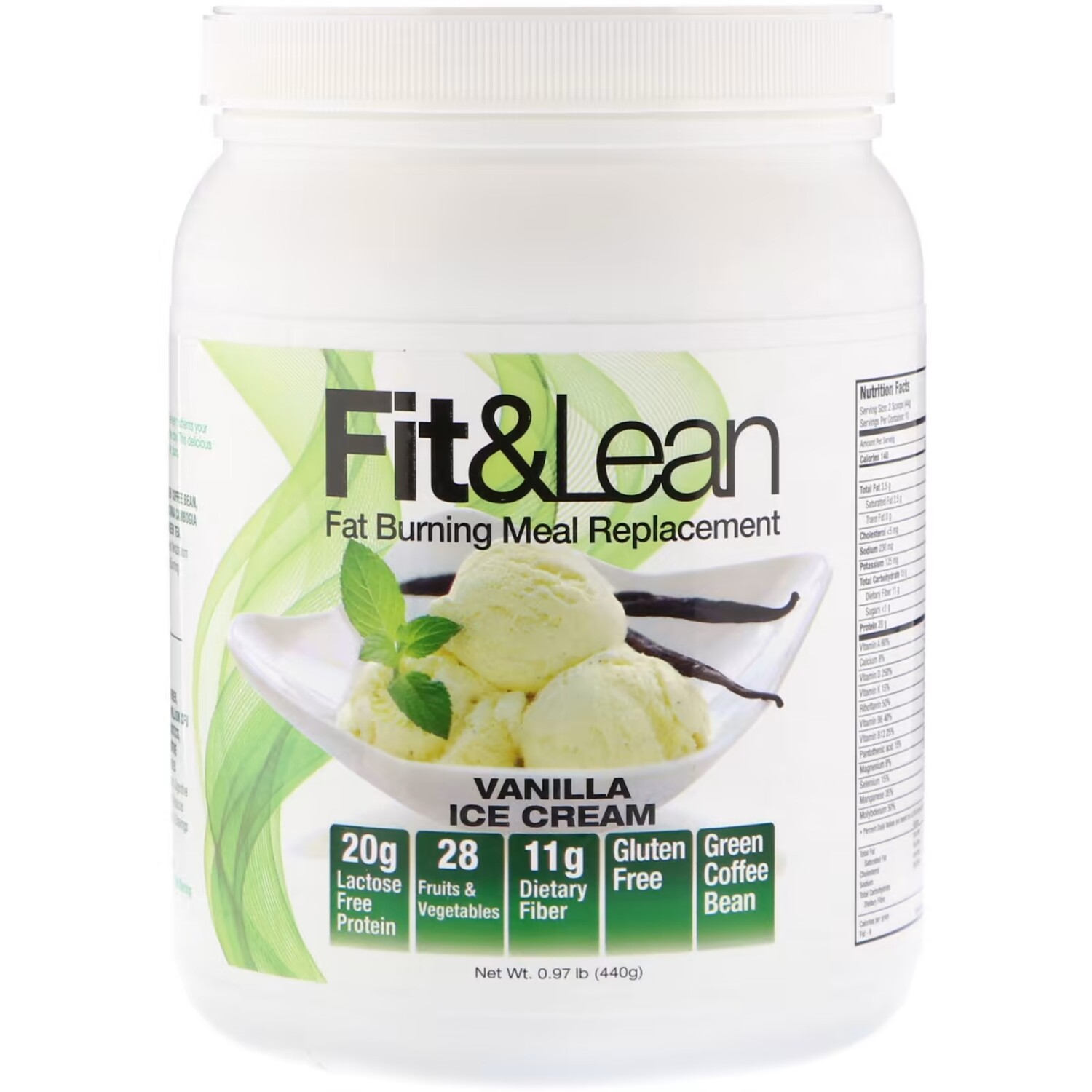 

Заменитель пищи Fit & Lean для сжигания жира, ванильное мороженое