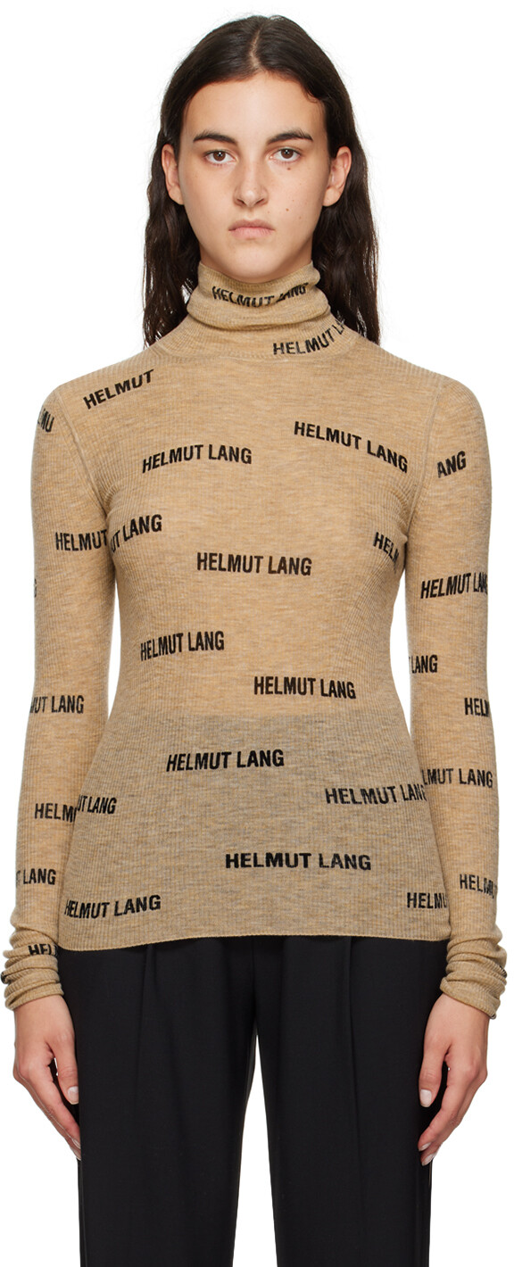 

Серо-коричневая водолазка с принтом Helmut Lang, Коричневый