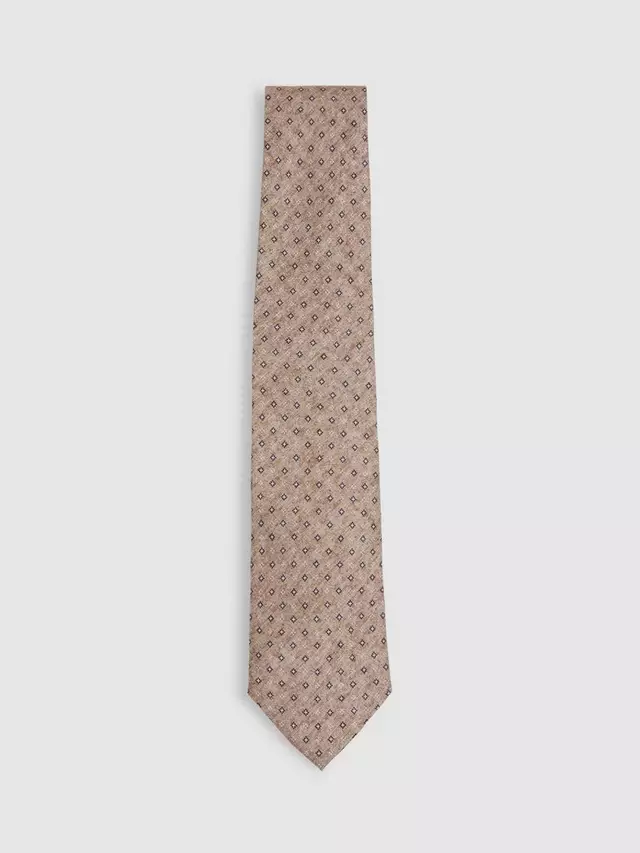 

Галстук Reiss Albarese Silk Geometric, цвет oatmeal