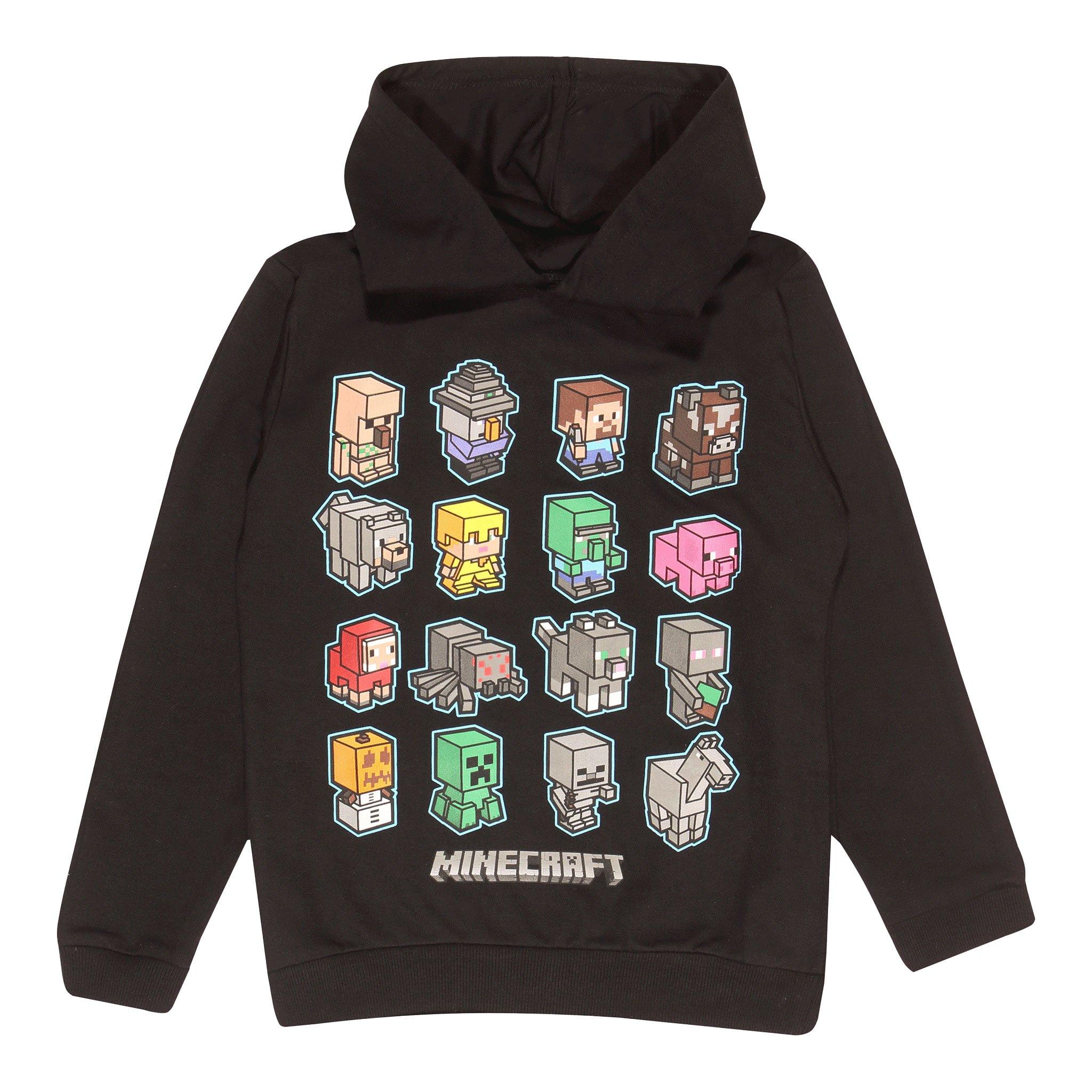 Пуловер с капюшоном Mini Mobs Minecraft, черный толстовка с капюшоном minecraft черный