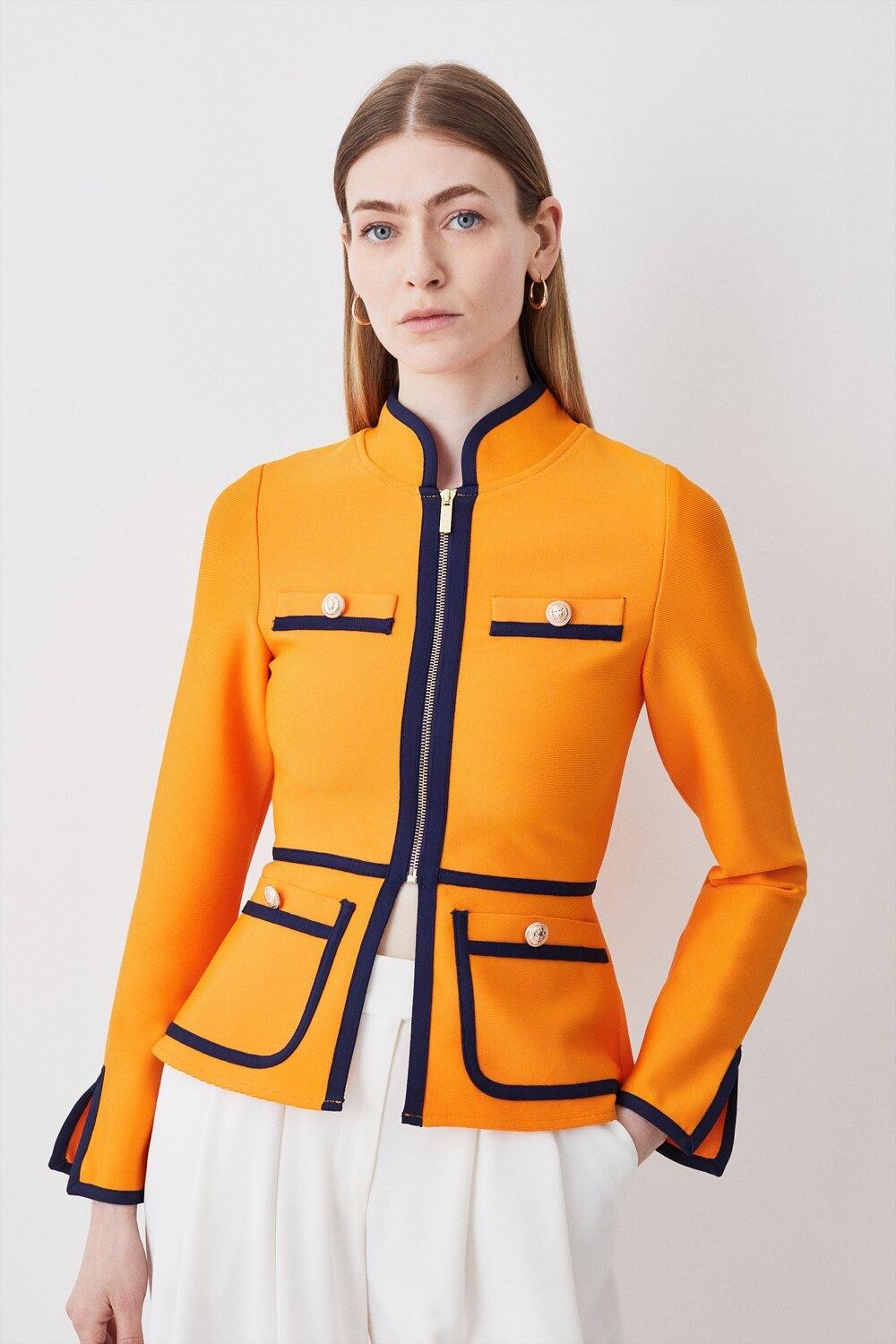

Трикотажная куртка с контрастной окантовкой и повязкой Karen Millen, оранжевый