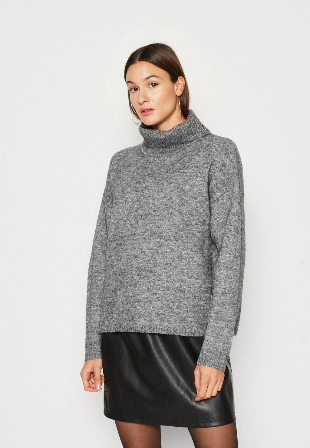

Свитшот Object OBJMINNA L S ROLLNECK NOOS, цвет dark grey melange