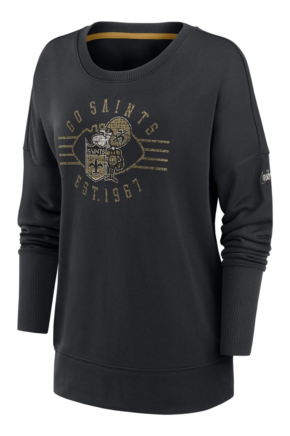 

Женские кроссовки Fanatics New Orleans Saints Historic Dri-FIT с заниженной линией плеча Nike, черный